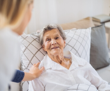 Older woman in long term care facility